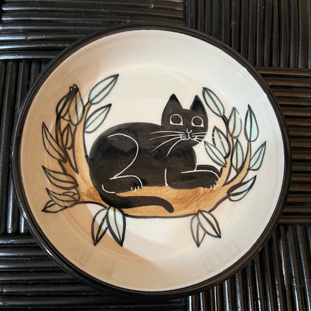karen donleavy KD Pottery Black Cat Dish Bowl